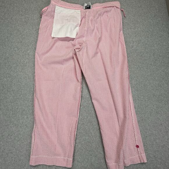 Vtg Lilly Pulitzer Capri Pants Womens 12 Seersucker Pink Wht Stripe Stretch Crop - Picture 13 of 15